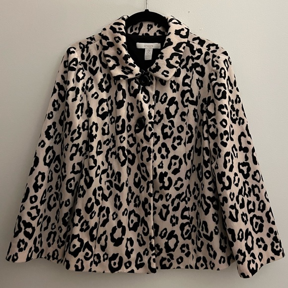 Chico’s Faux Fur Animal Print Swing Jacket Size 0 - Picture 1 of 7